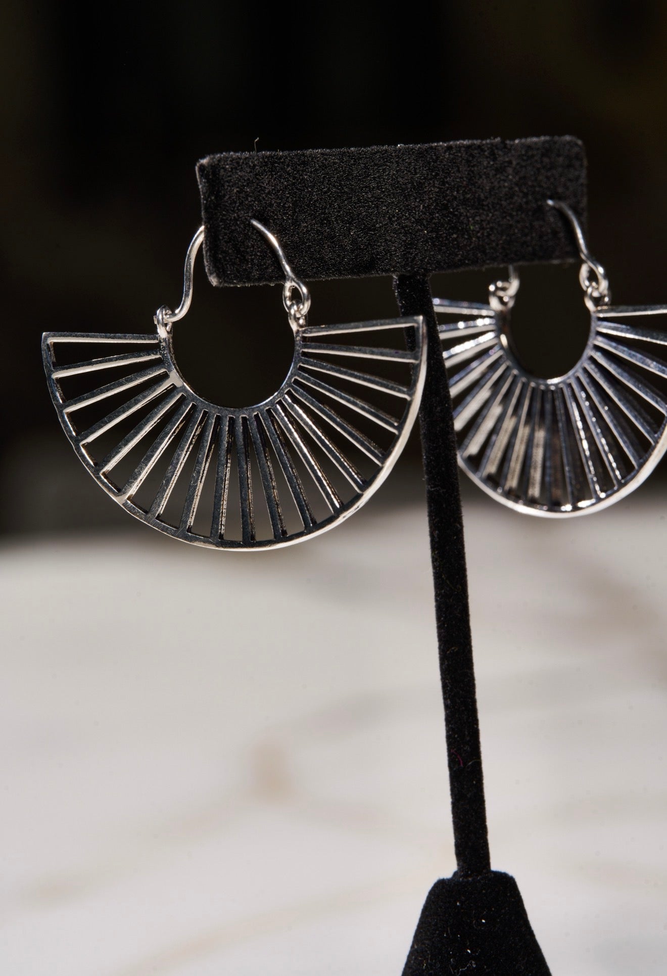 Silver Solar Empress Hoops  #33